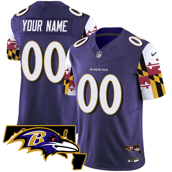 Men's Baltimore Ravens Active Player Custom Purple 2025 F.U.S.E. Maryland Flag V2 Vapor Limited Football Jersey Men's Baltimore Ravens Active Player Custom Purple 2025 F.U.S.E. Maryland Flag V2 Vapor Limited Football Jersey